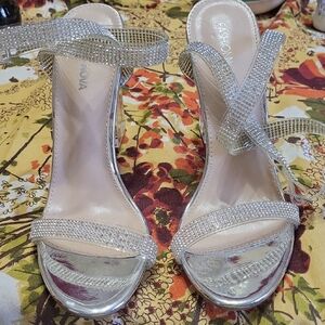 Fashion Nova Silver Strappy Heels